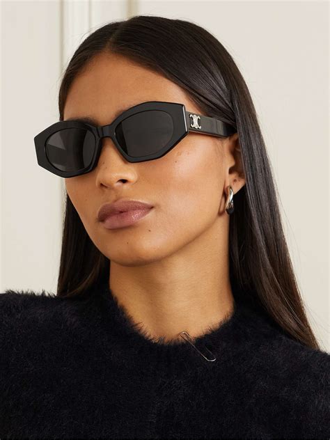 celine eyewear edge cat-eye acetate sunglasses|Celine 56mm cat eye sunglasses.